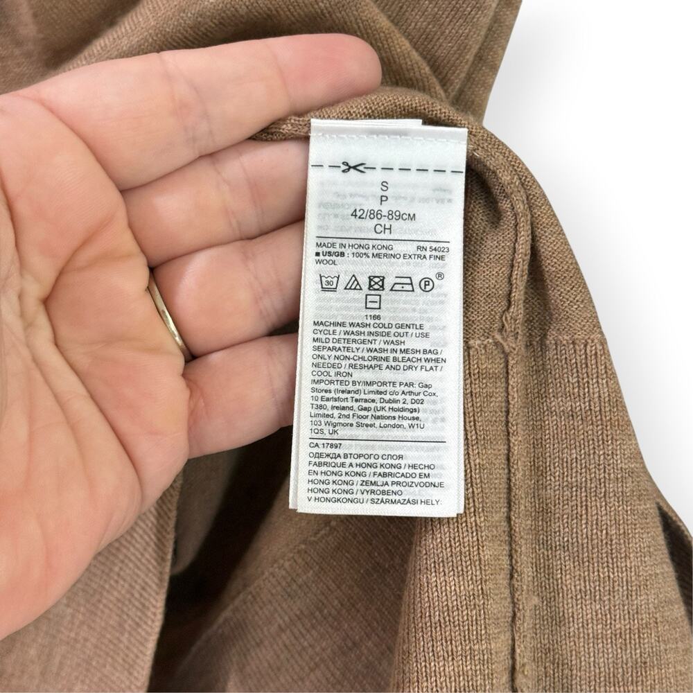 Banana Republic Sweater Womens Small Tan Merino Wool V Neck Long Sleeve Soft - Picture 4 of 7